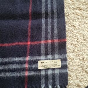Burberry Navy and Red Checkered Scarf